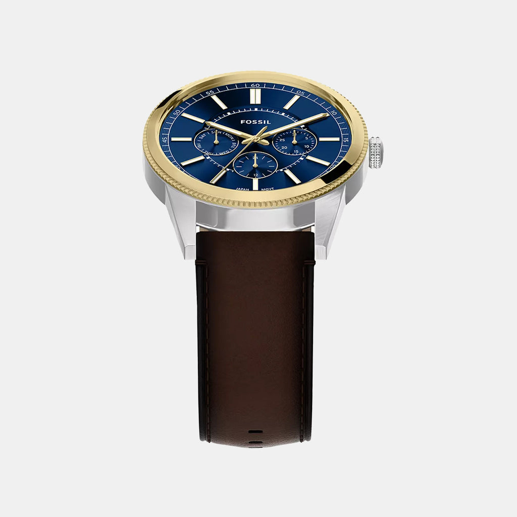 Pearson Men Quartz Blue Dial Multi-Function Leather Watch FS6195