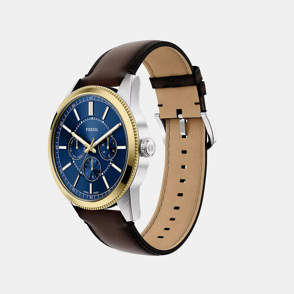 Pearson Men Quartz Blue Dial Multi-Function Leather Watch FS6195