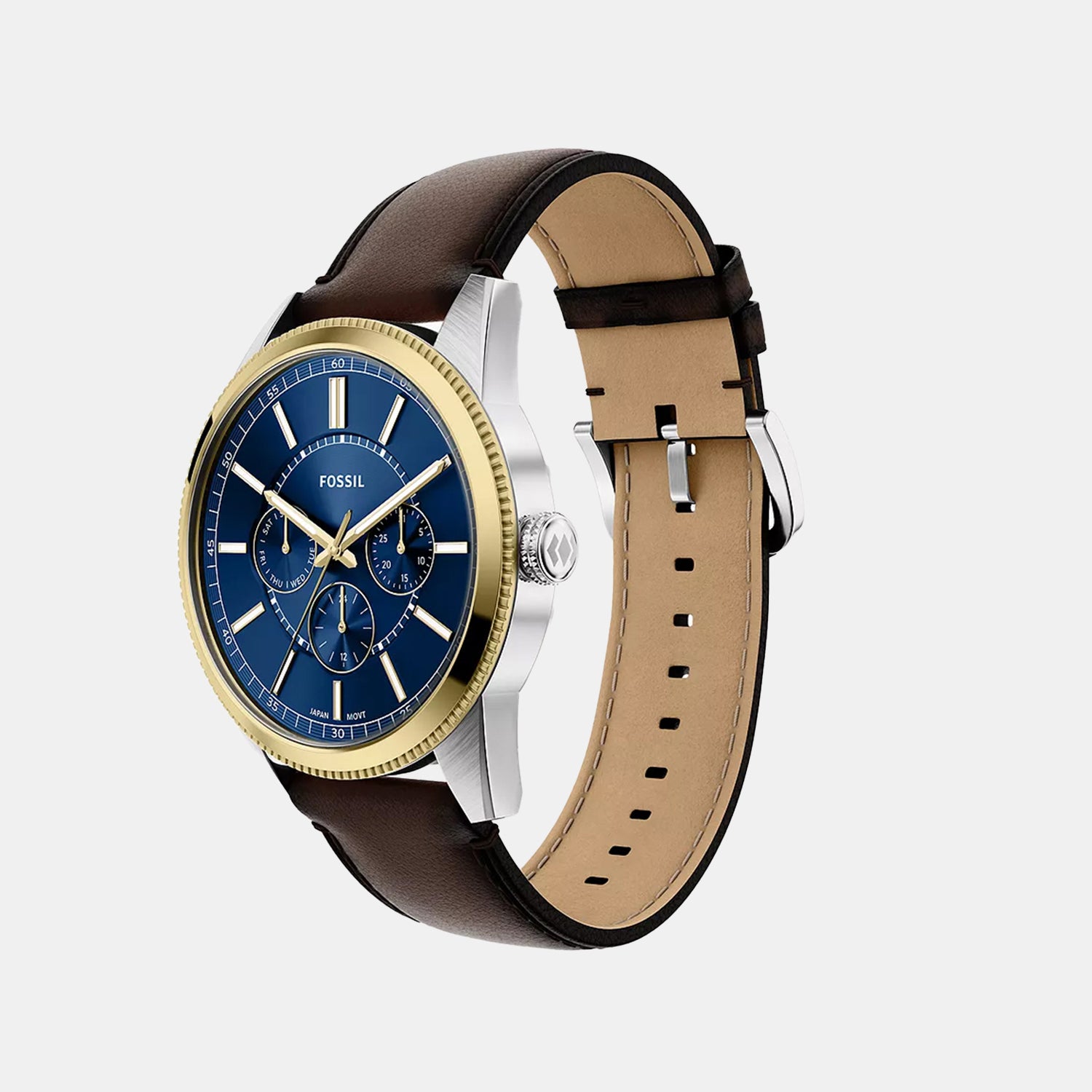 Pearson Men Quartz Blue Dial Multi-Function Leather Watch FS6195
