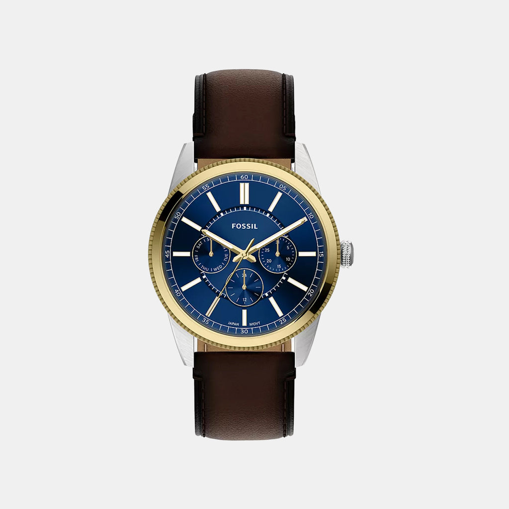 Pearson Men Quartz Blue Dial Multi-Function Leather Watch FS6195