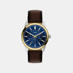Pearson Men Quartz Blue Dial Multi-Function Leather Watch FS6195
