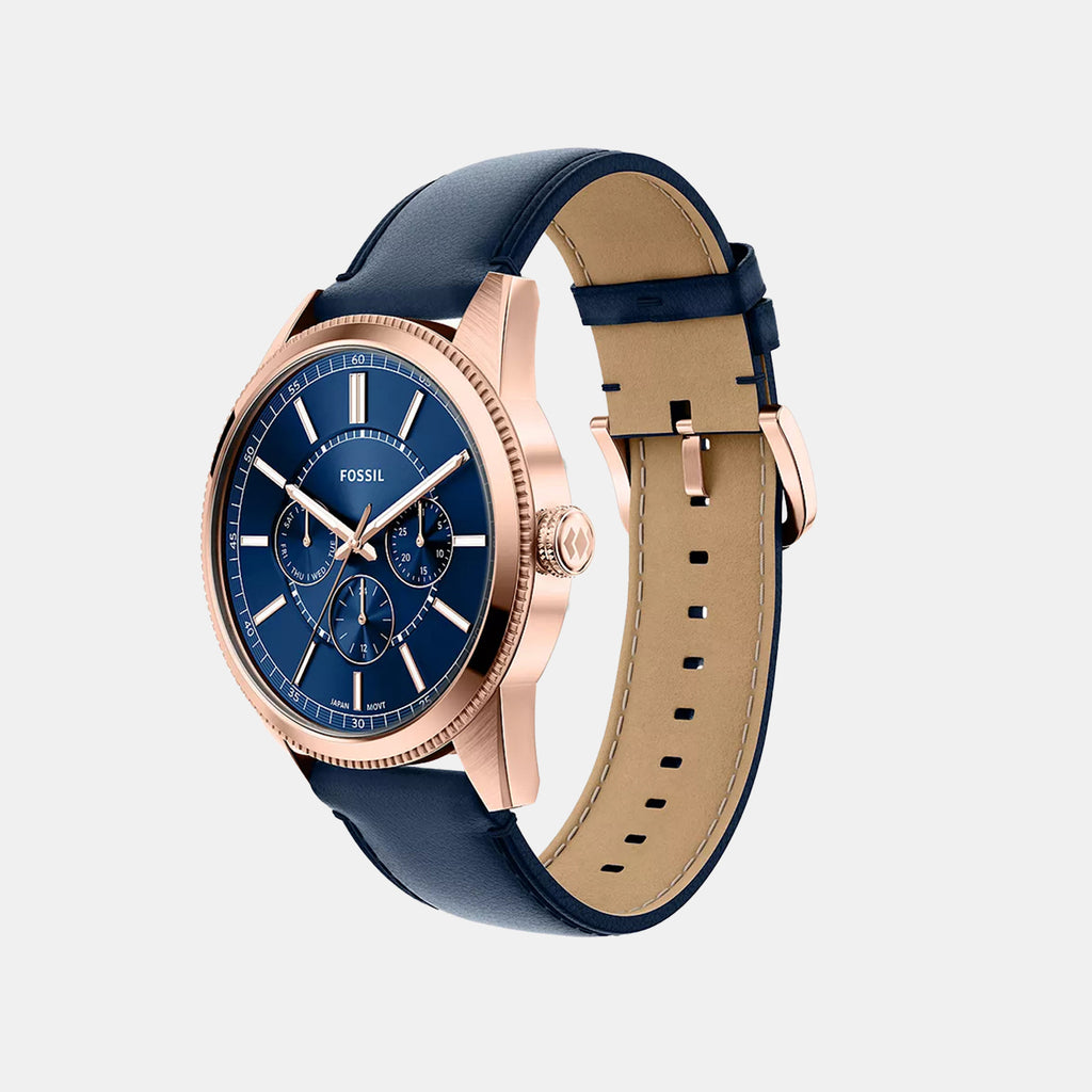 Pearson Men Quartz Blue Dial Multi-Function Leather Watch FS6196
