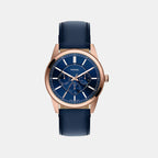 Pearson Men Quartz Blue Dial Multi-Function Leather Watch FS6196