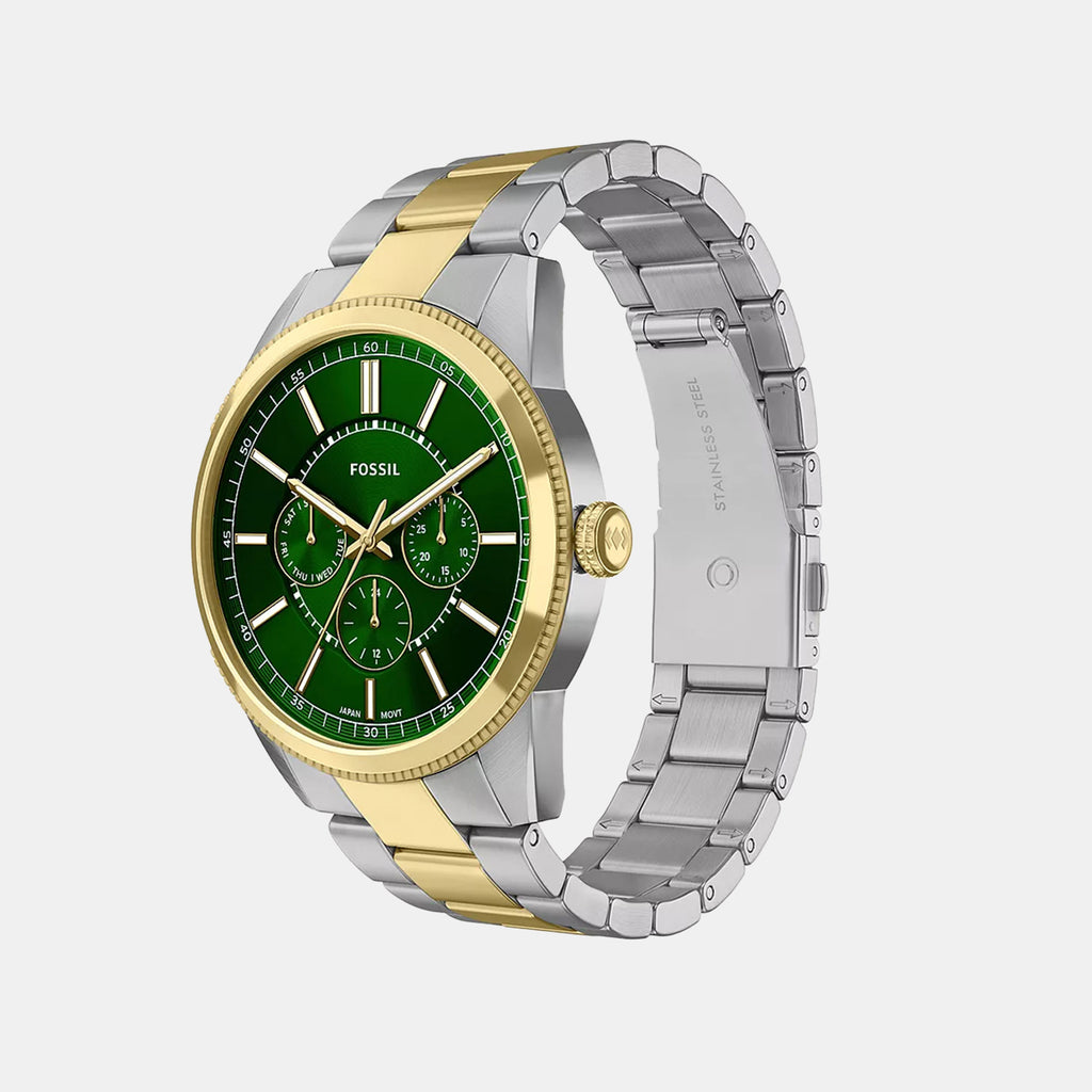 Pearson Men Quartz Green Dial Multi-Function Stainless Steel Watch FS6197
