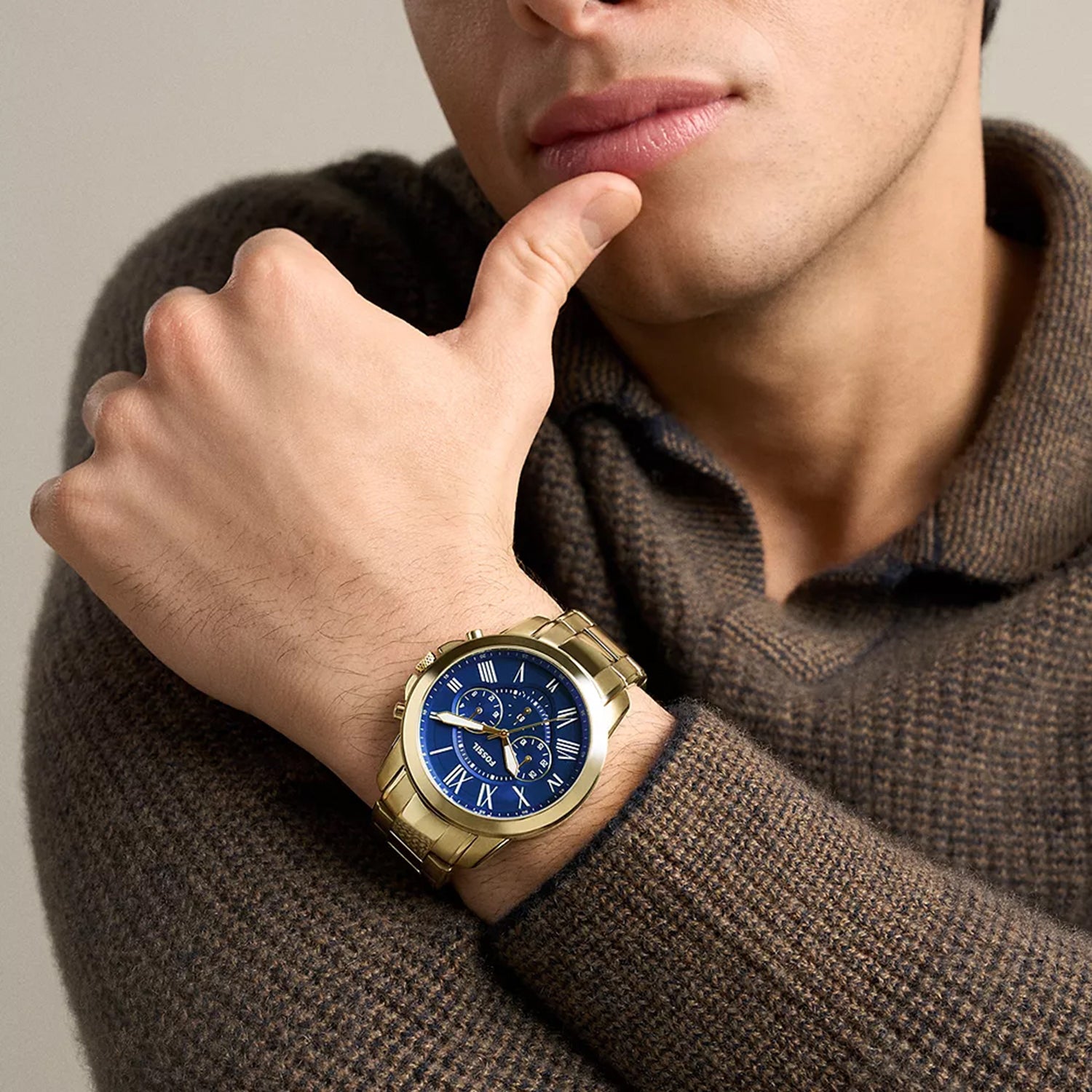 Grant Couple Quartz Blue Dial Chronograph Stainless Steel Watch FS6200SET