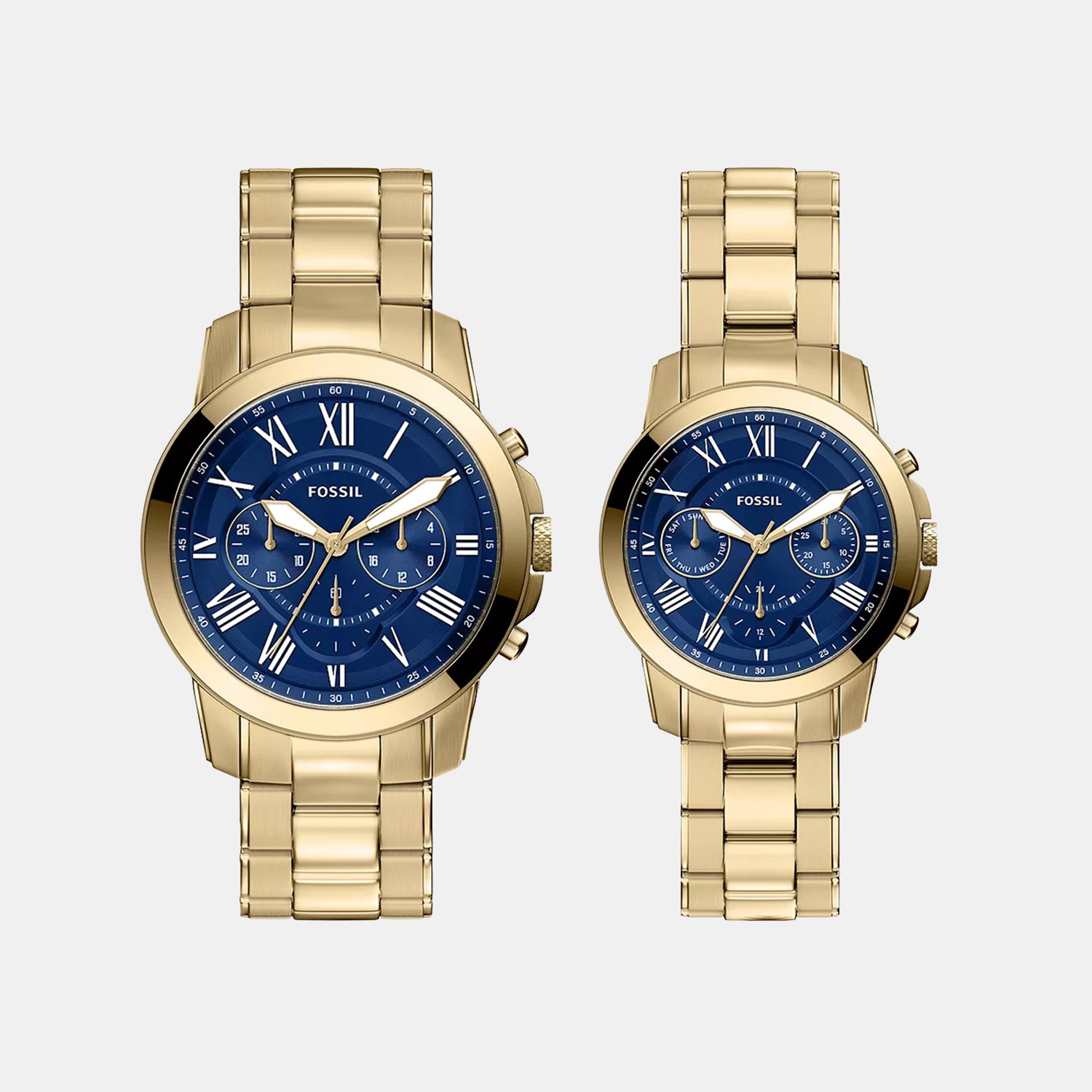 Grant Couple Quartz Blue Dial Chronograph Stainless Steel Watch FS6200SET