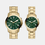 Grant Couple Quartz Green Dial Chronograph Stainless Steel Watch FS6201SET