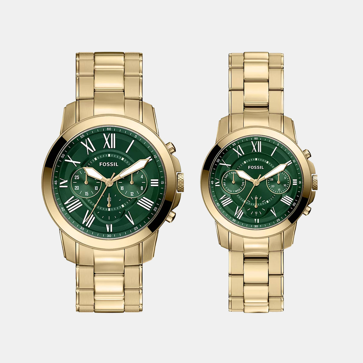 Grant Couple Quartz Green Dial Chronograph Stainless Steel Watch FS6201SET
