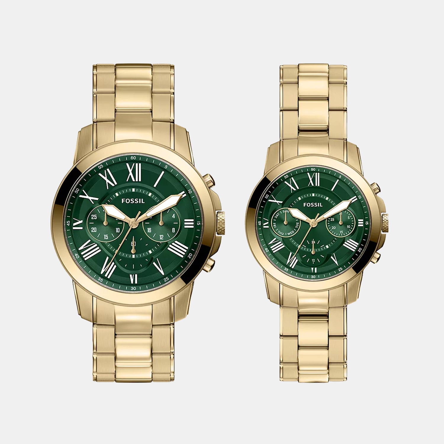Grant Couple Quartz Green Dial Chronograph Stainless Steel Watch FS6201SET