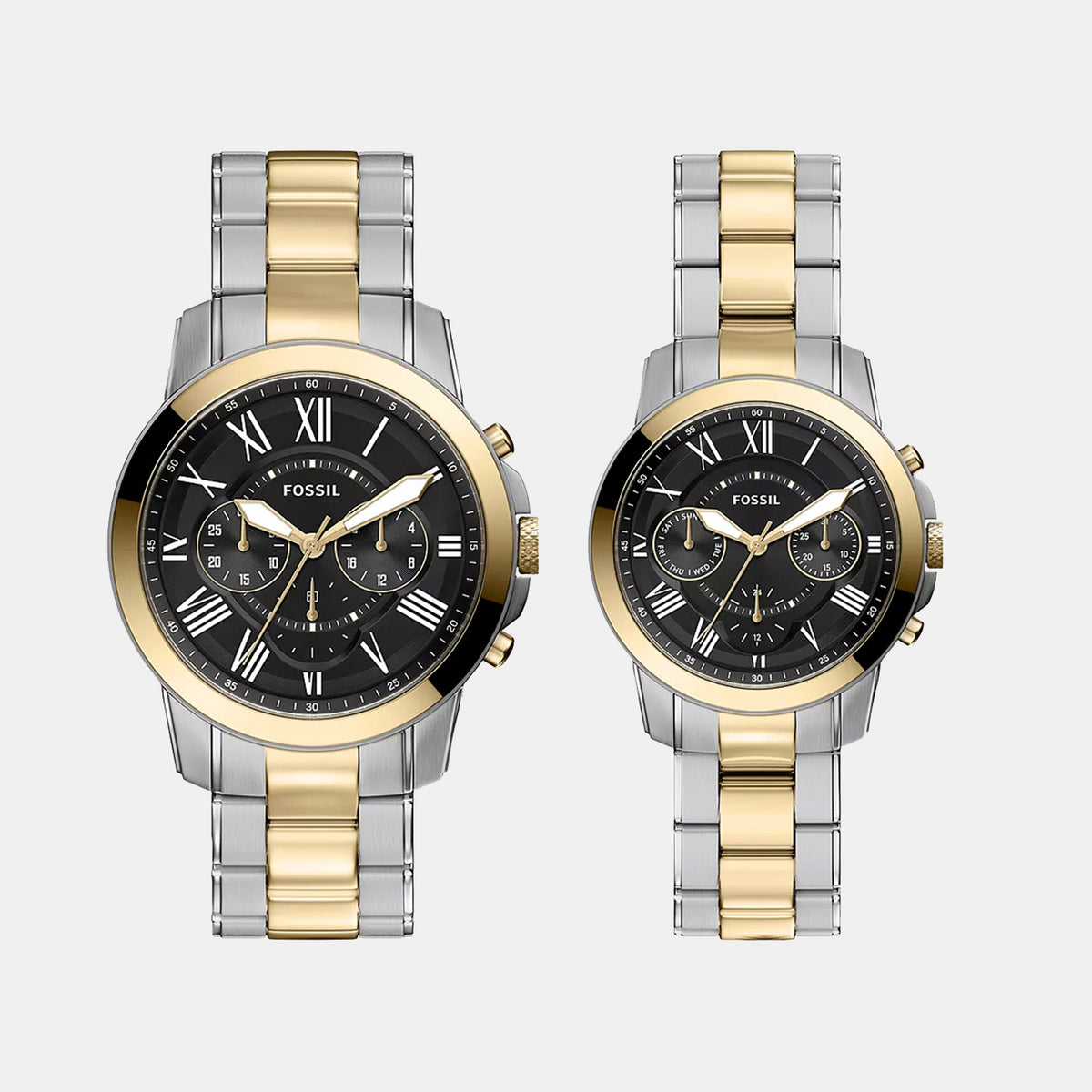Grant Couple Quartz Black Dial Chronograph Stainless Steel Watch FS6202SET