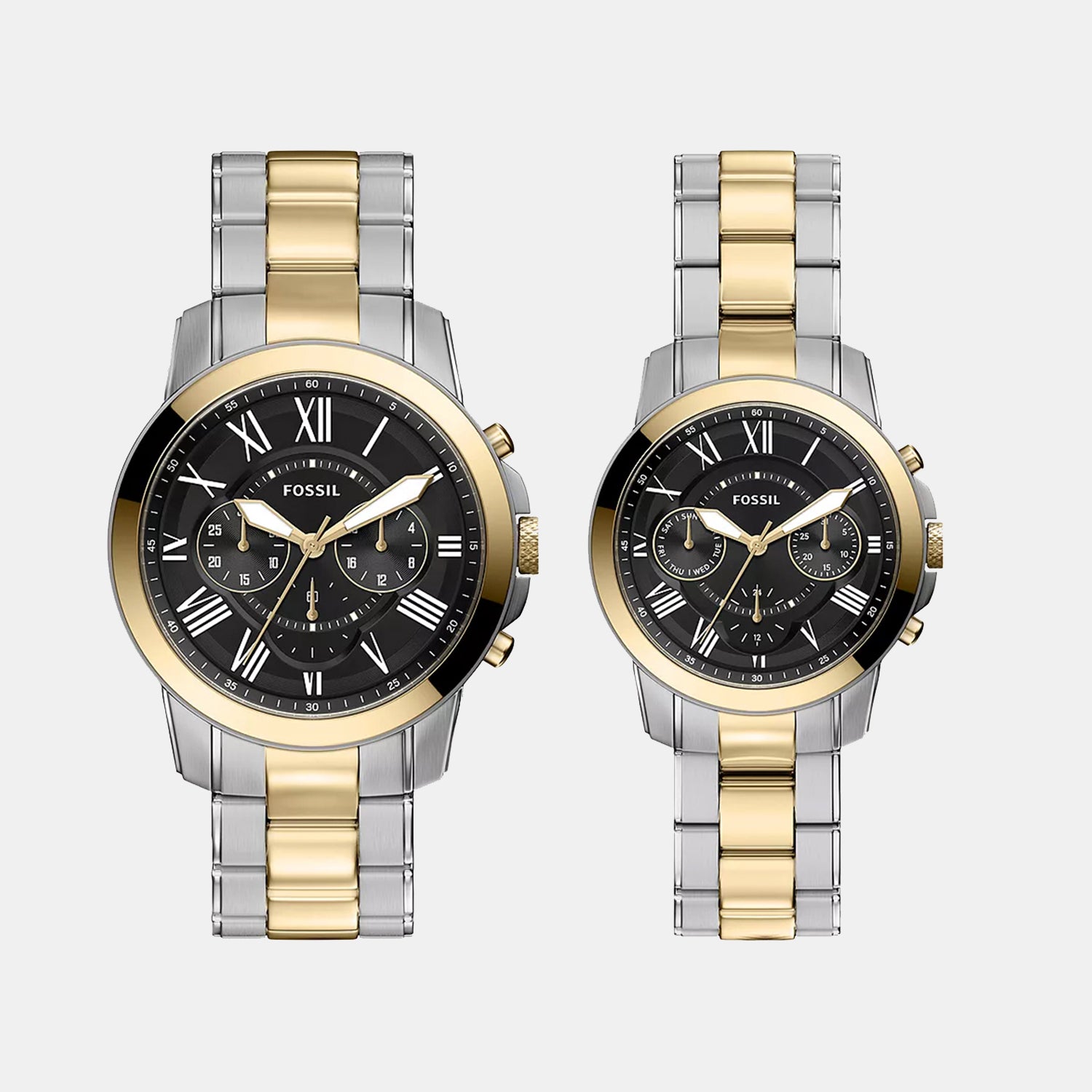 Grant Couple Quartz Black Dial Chronograph Stainless Steel Watch FS6202SET