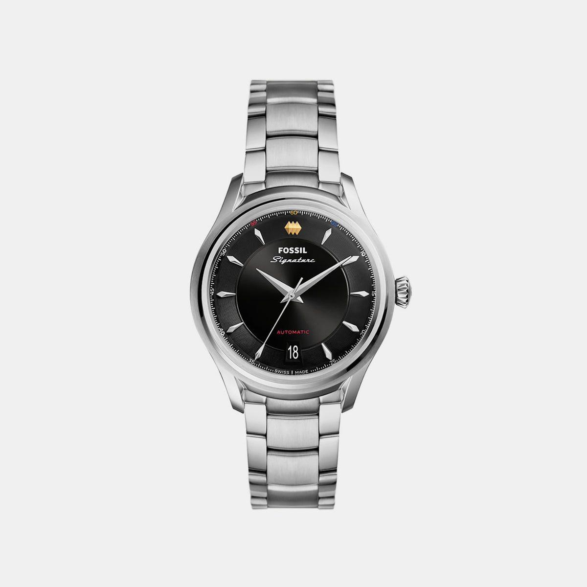 Signature Men Automatic Black Dial Analog Stainless Steel Watch FSI1000