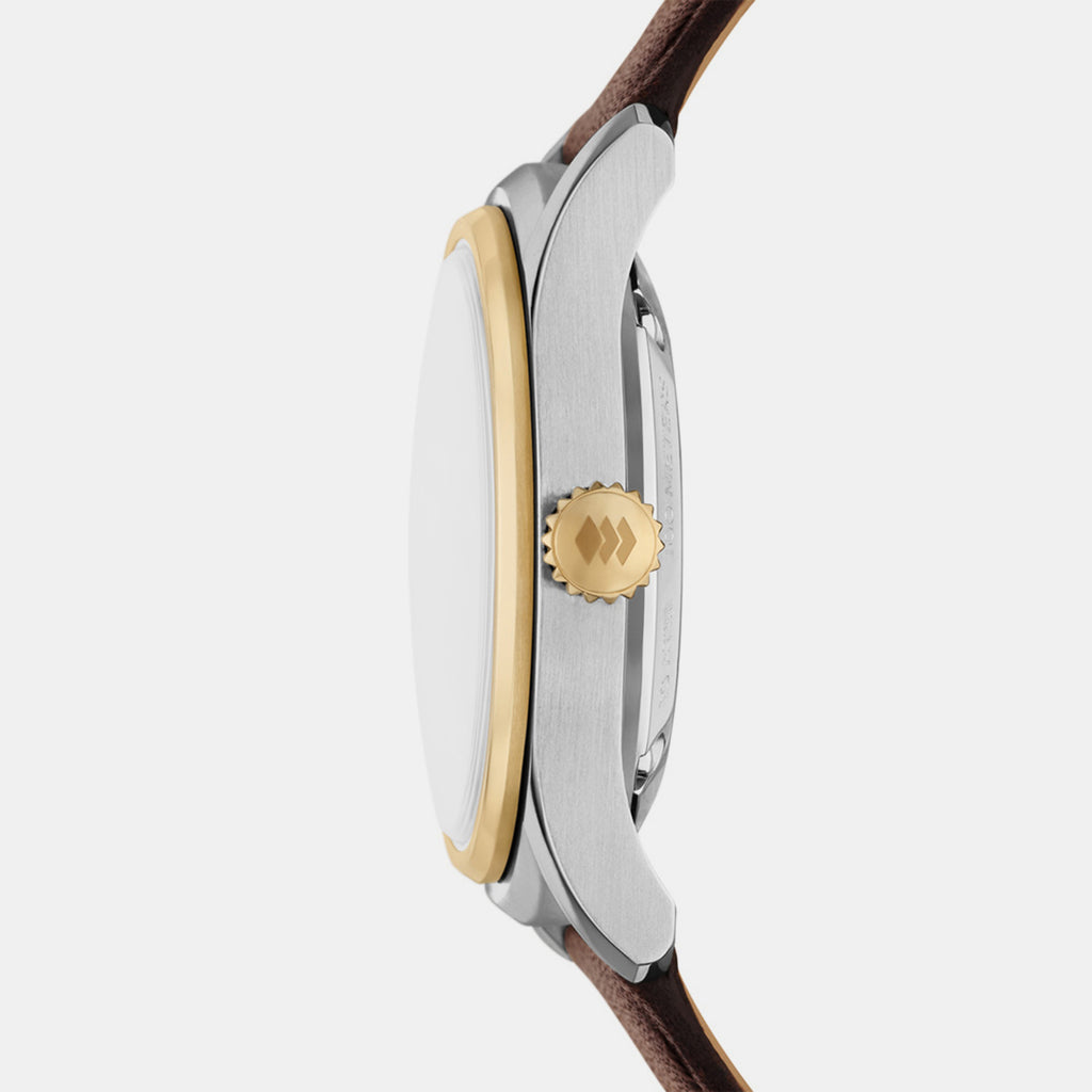 Signature Men Automatic Cream Dial Analog Leather Watch FSI1001