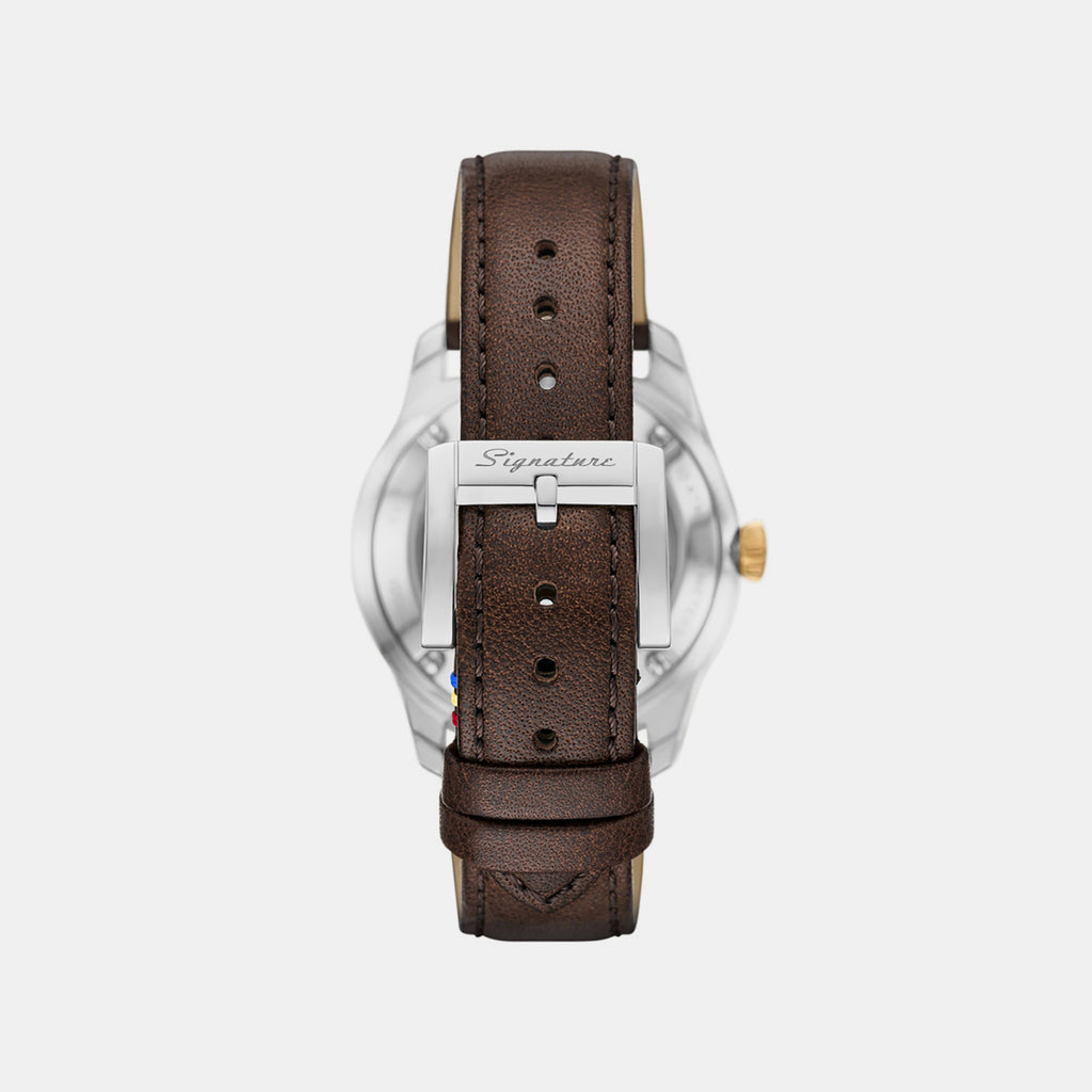 Signature Men Automatic Cream Dial Analog Leather Watch FSI1001