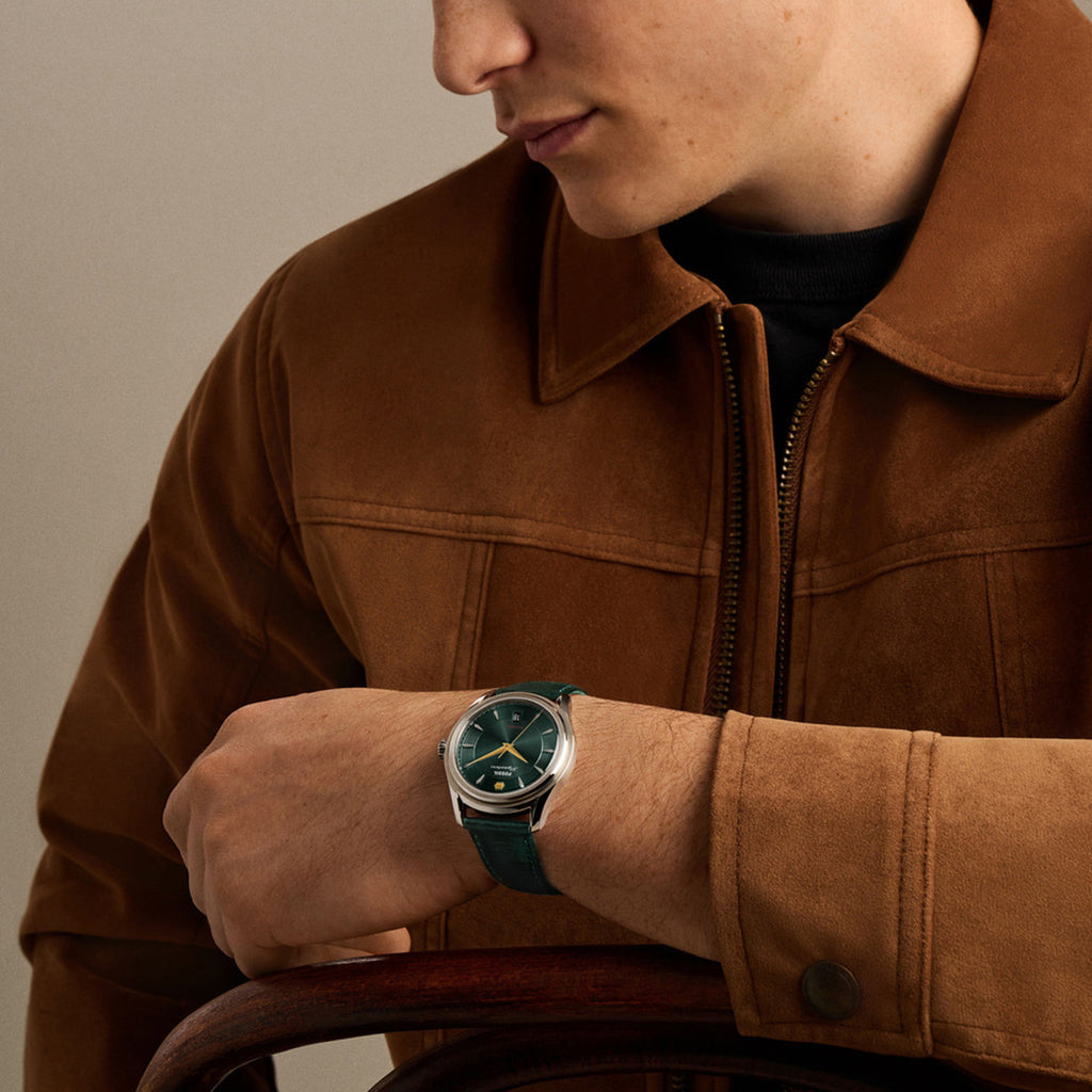 Signature Men Automatic Green Dial Analog Leather Watch FSI1002