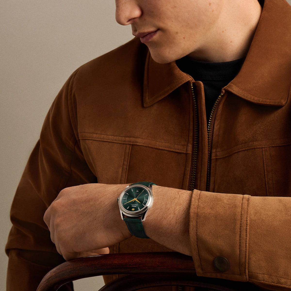 Signature Men Automatic Green Dial Analog Leather Watch FSI1002