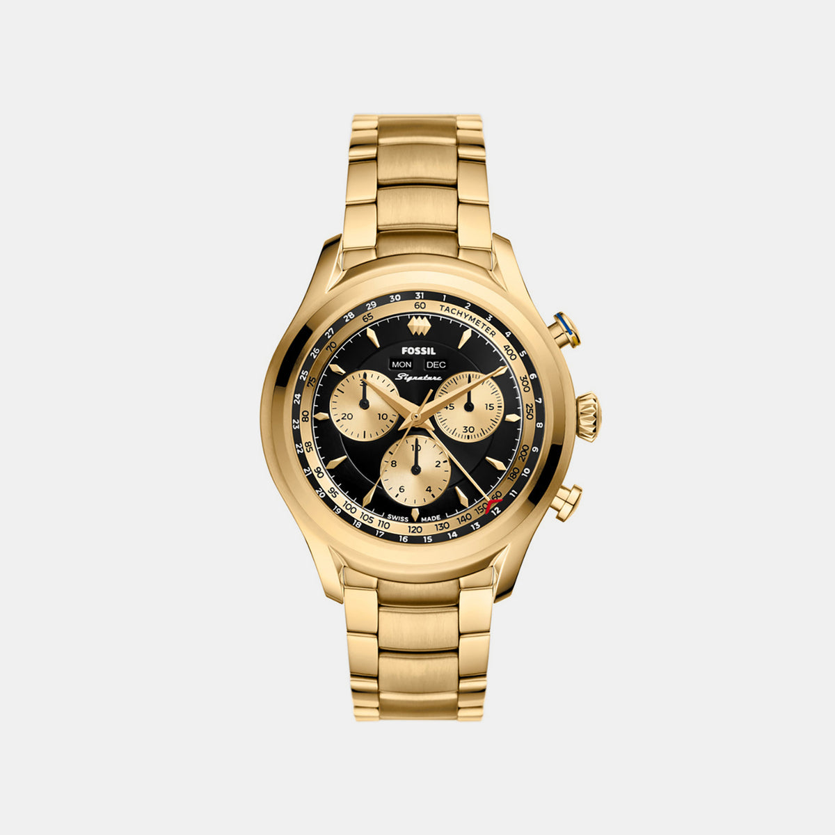 Signature Men Quartz Black Dial Chronograph Stainless Steel Watch FSI2000