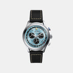 Signature Men Quartz Blue Dial Chronograph Leather Watch FSI2002