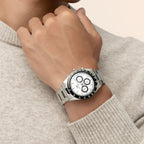 Men Quartz White Dial Chronograph Stainless Steel Watch DW00100948
