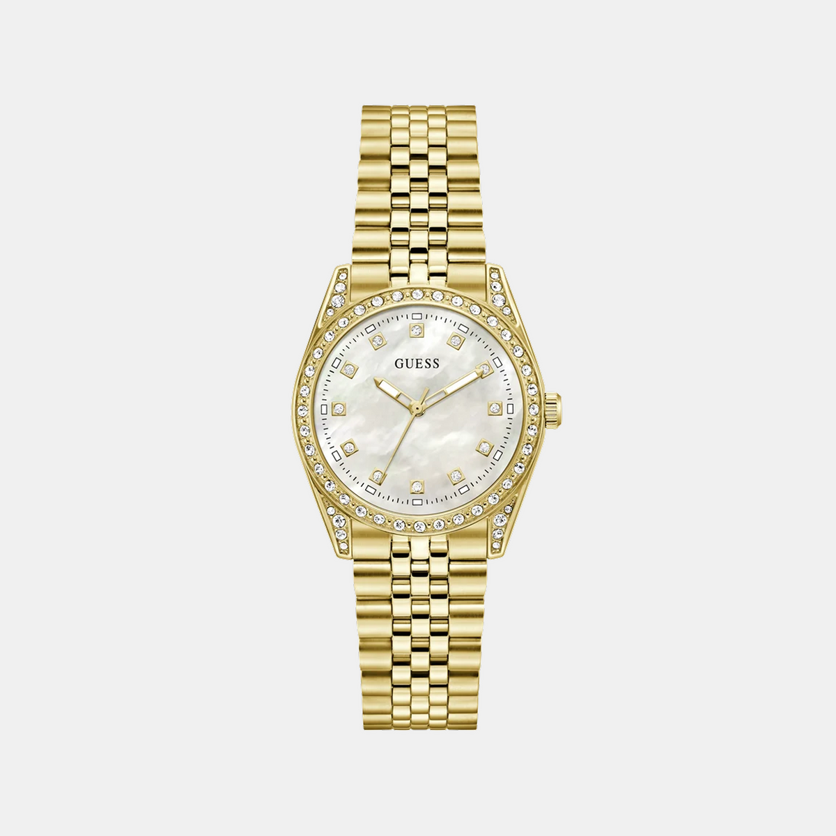 Dress Women Quartz White Mother Of Pearl Dial Analog Stainless Steel Watch GW1099L2