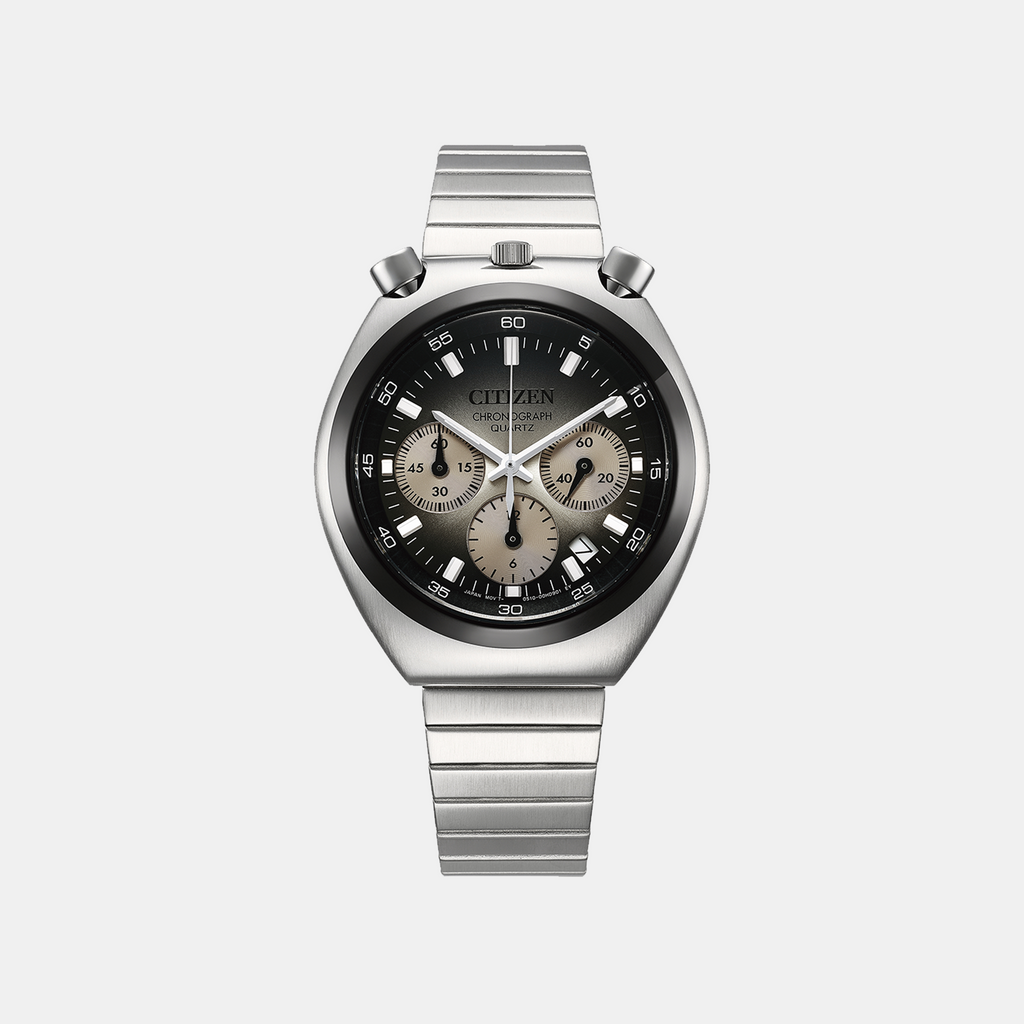 Tsuno Men Quartz Black Dial Chronograph Stainless Steel Watch AN3714-50H