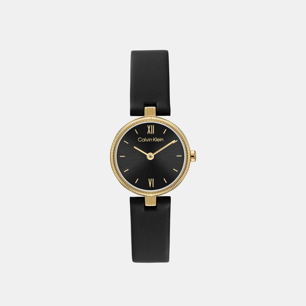 Gleam Women Quartz Black Dial Analog Leather Watch 25100230
