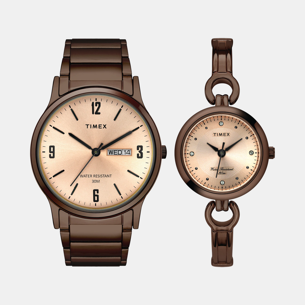 Trendline Couple Quartz Rose Gold Dial Analog Stainless Steel Watch TW00PR265