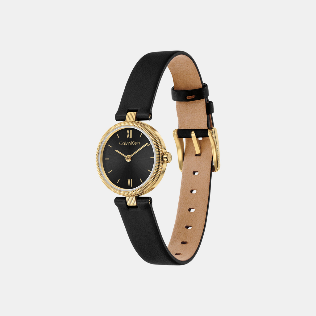 Gleam Women Quartz Black Dial Analog Leather Watch 25100230