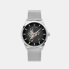 Men Automatic Black Dial Analog Stainless Steel Watch 430D131
