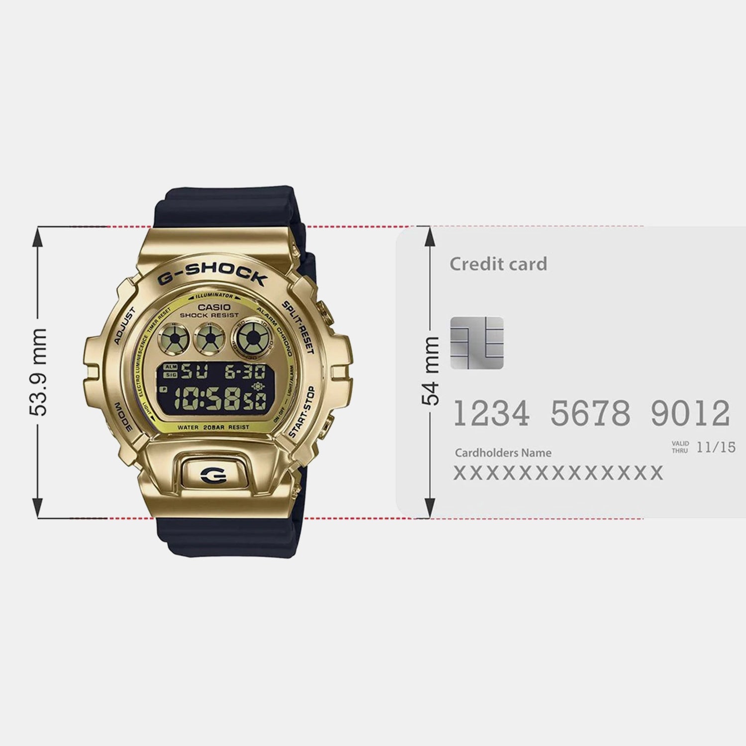 G-Shock Men Quartz Gold Dial Digital Resin Watch G1027