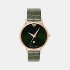 Men Quartz Green Dial Analog Leather Watch G1034E-L3314