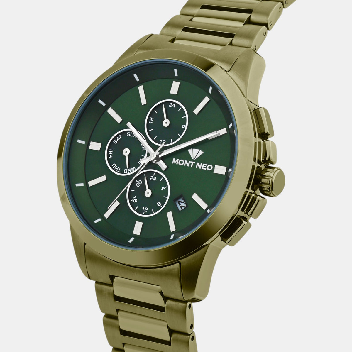 Men Quartz Green Dial Analog Stainless Steel Watch G1051M-M101014