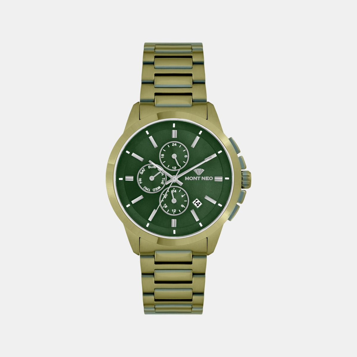 Men Quartz Green Dial Analog Stainless Steel Watch G1051M-M101014