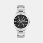 Men Quartz Black Dial Multi-Function Stainless Steel Watch G1051M-M1104