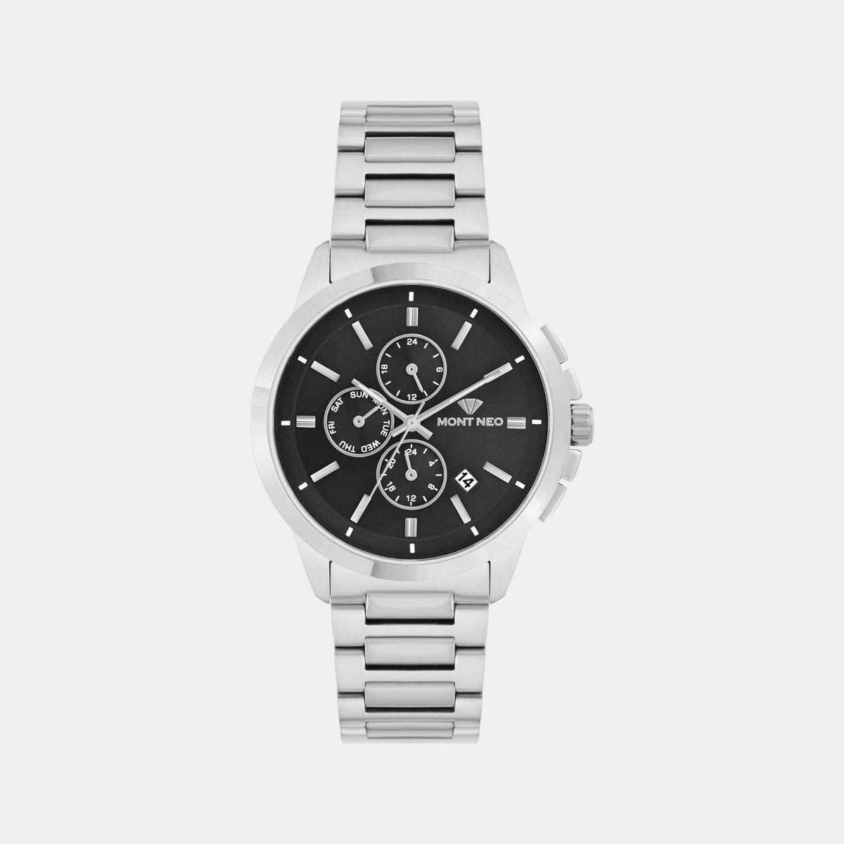 Men Quartz Black Dial Analog Stainless Steel Watch G1051M-M1104