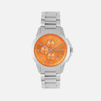 Men Quartz Orange Dial Analog Stainless Steel Watch G1051M-M1119