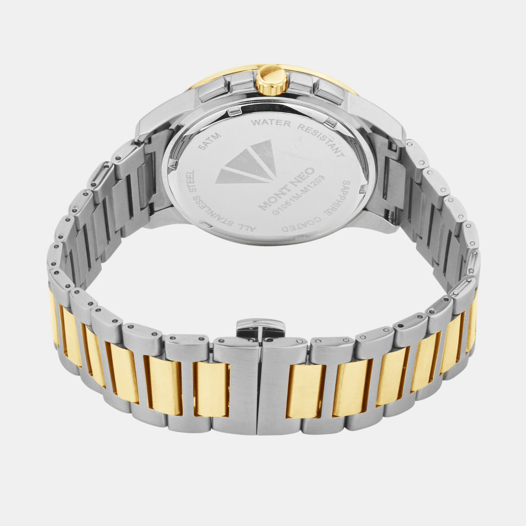 Men Quartz Silver Dial Multi-Function Stainless Steel Watch G1051M-M1203