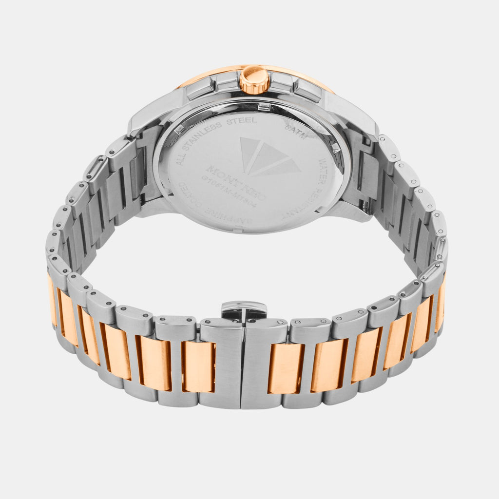 Men Quartz Silver Dial Multi-Function Stainless Steel Watch G1051M-M1303