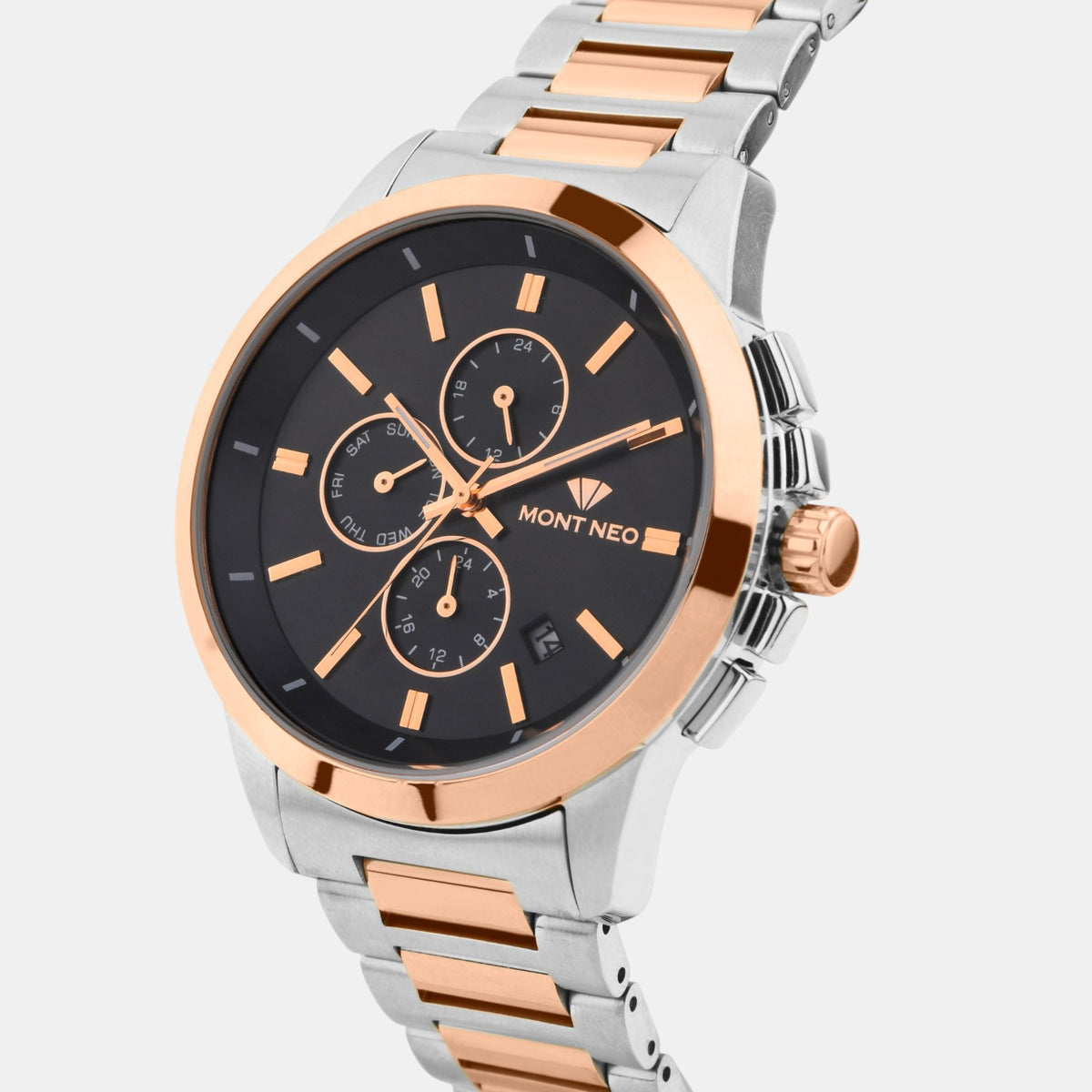 Men Quartz Black Dial Analog Stainless Steel Watch G1051M-M1304