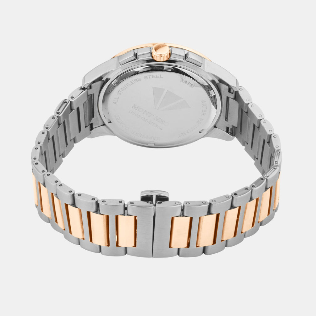 Men Quartz Black Dial Multi-Function Stainless Steel Watch G1051M-M1304