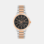 Men Quartz Black Dial Multi-Function Stainless Steel Watch G1051M-M1304