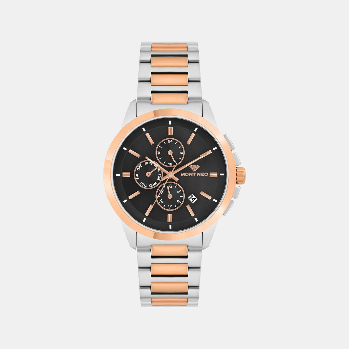 Men Quartz Black Dial Analog Stainless Steel Watch G1051M-M1304