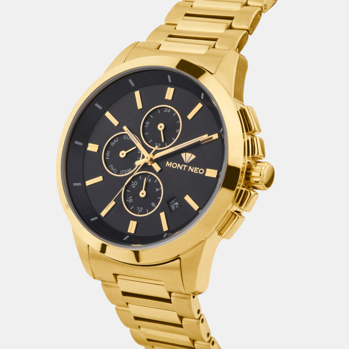 Men Quartz Black Dial Analog Stainless Steel Watch G1051M-M2204