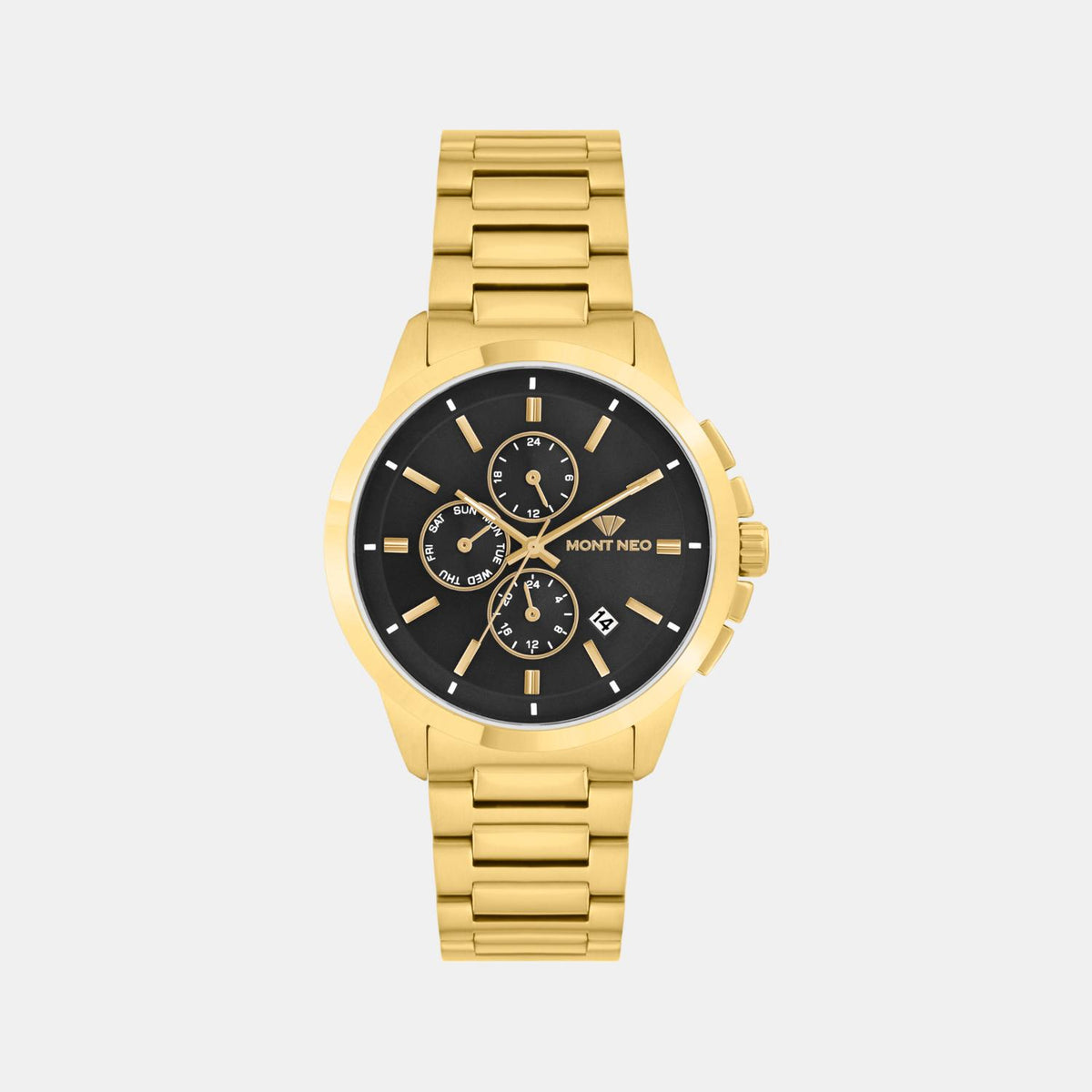 Men Quartz Black Dial Analog Stainless Steel Watch G1051M-M2204
