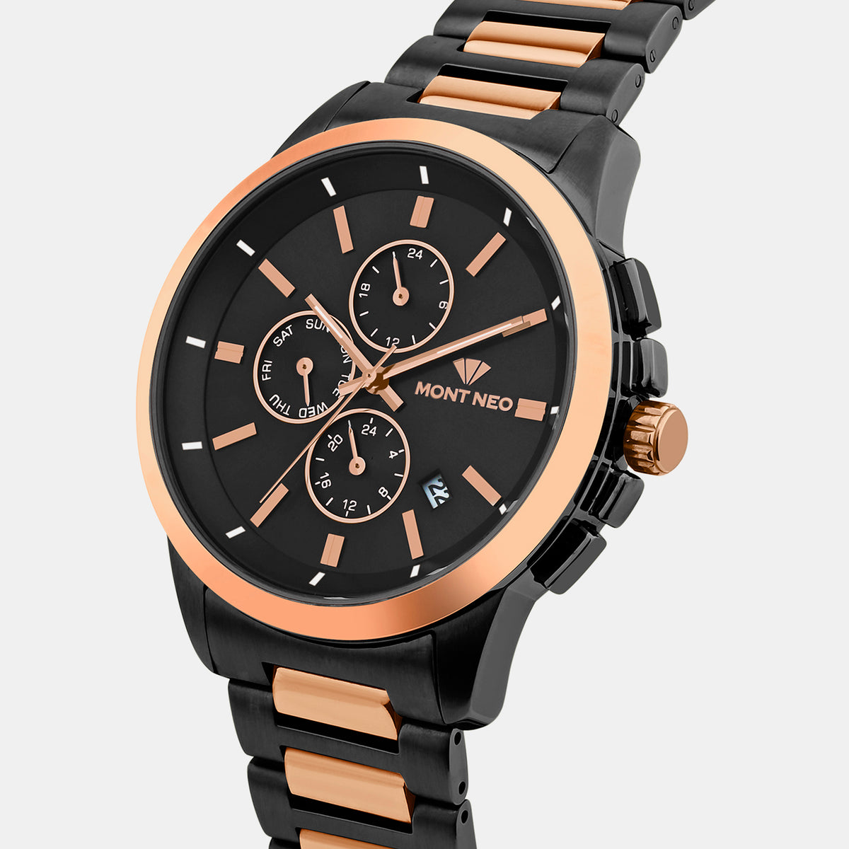 Men Quartz Black Dial Multi-Function Metal Watch G1051M-M4304