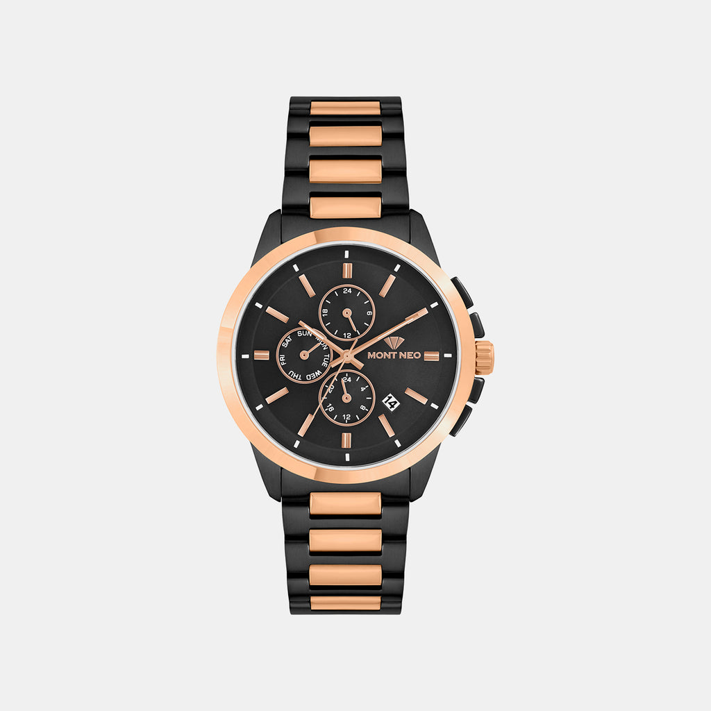 Men Quartz Black Dial Chronograph Metal Watch 1051M-M4304