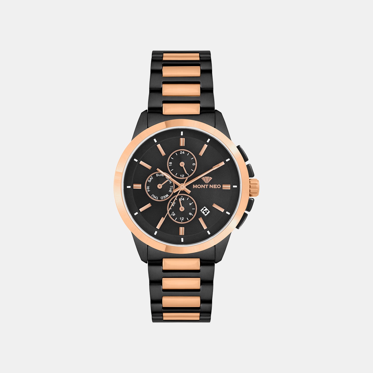 Men Quartz Black Dial Chronograph Metal Watch 1051M-M4304