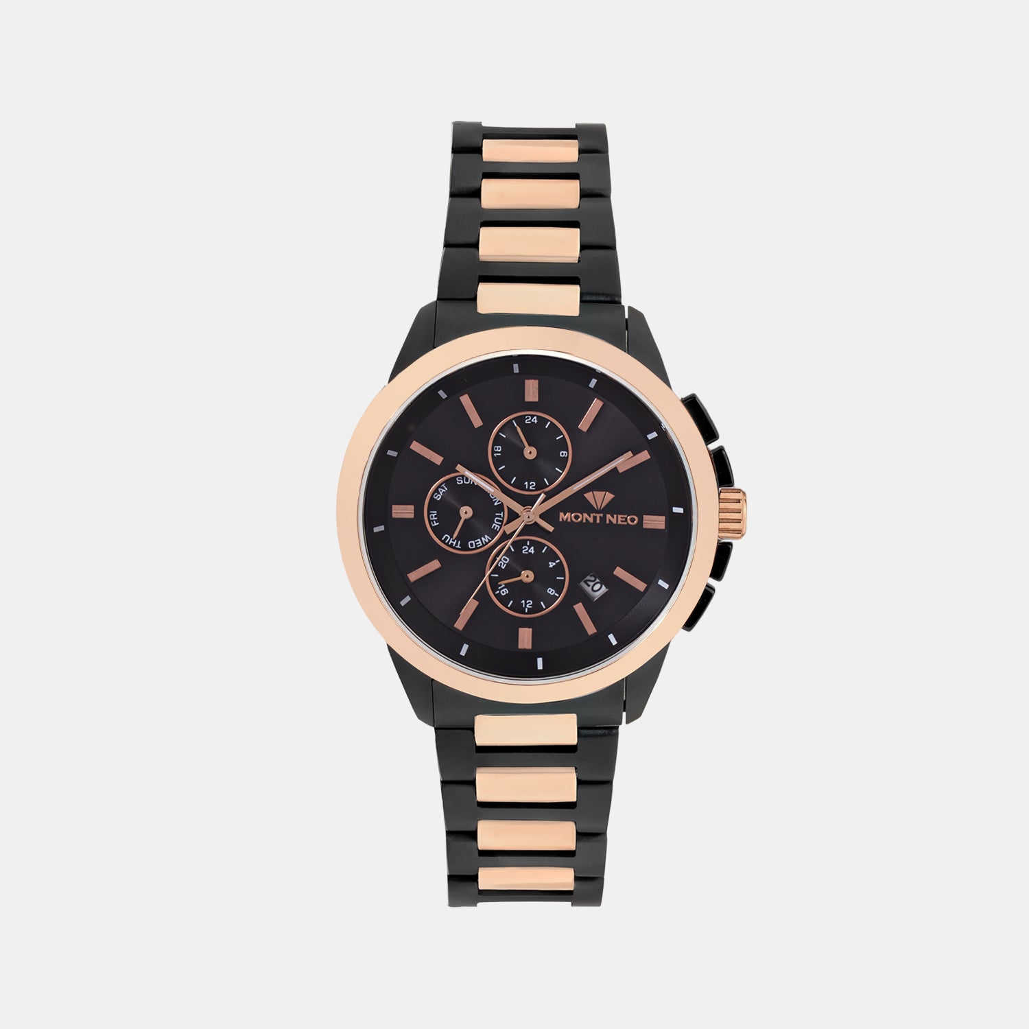 Men Quartz Black Dial Multi-Function Metal Watch G1051M-M4304