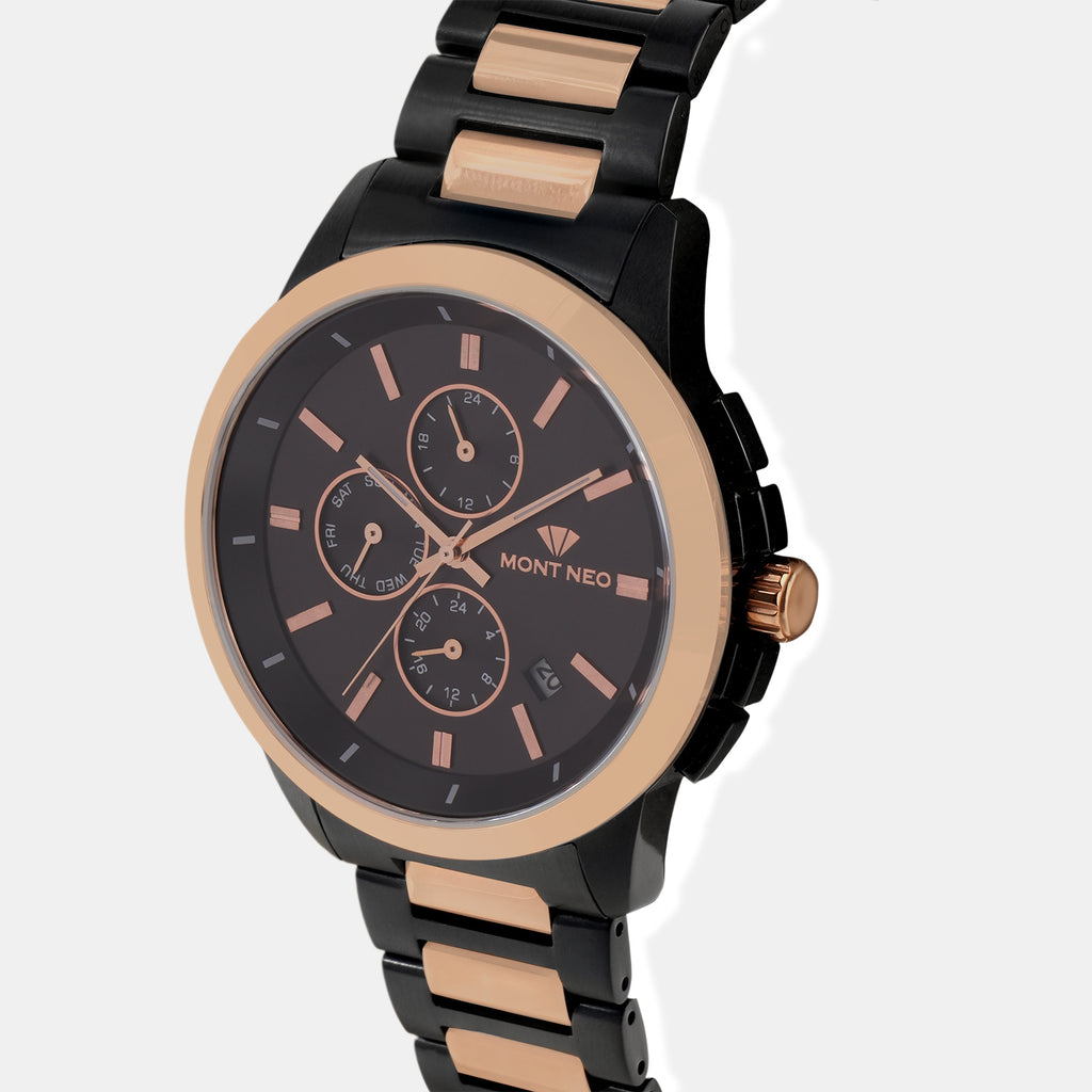 Men Quartz Black Dial Multi-Function Metal Watch G1051M-M4304