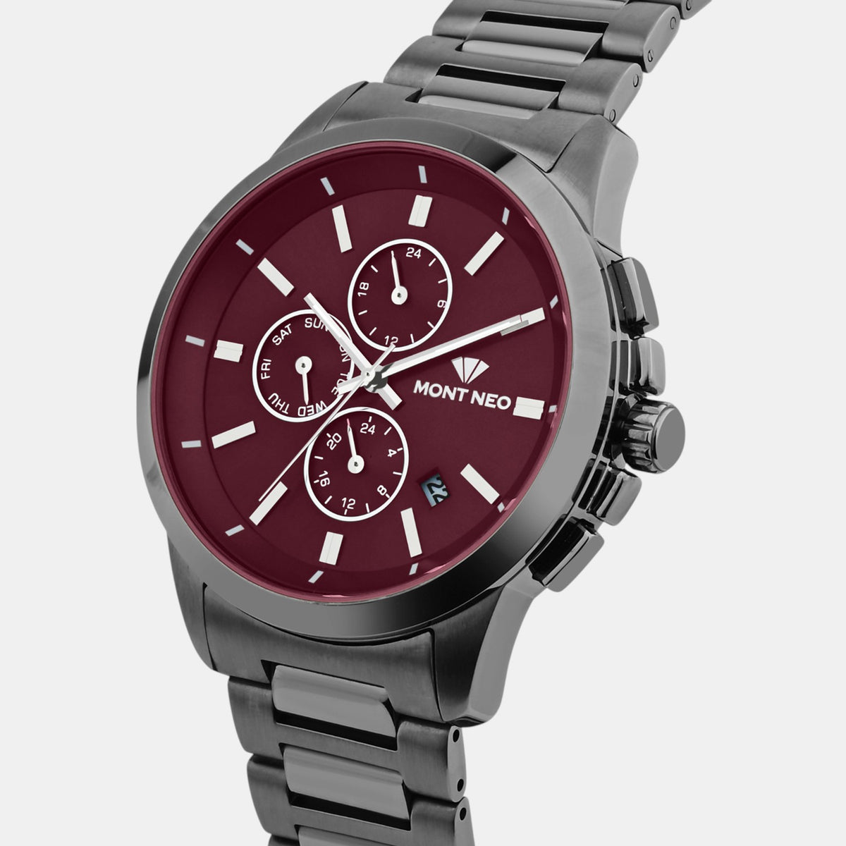 Men Quartz Red Dial Analog Stainless Steel Watch G1051M-M8812